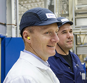 Magnus Groth, President and CEO, inspecting a production site (photo)