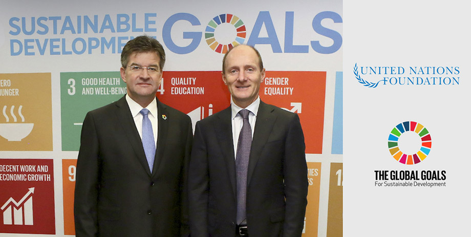 Miroslav Lajčák, President of the UN’s General Assembly and Magnus Groth, President and CEO of Essity, at the UN Foundation’s Global Dialogue in October 2017 (photo)