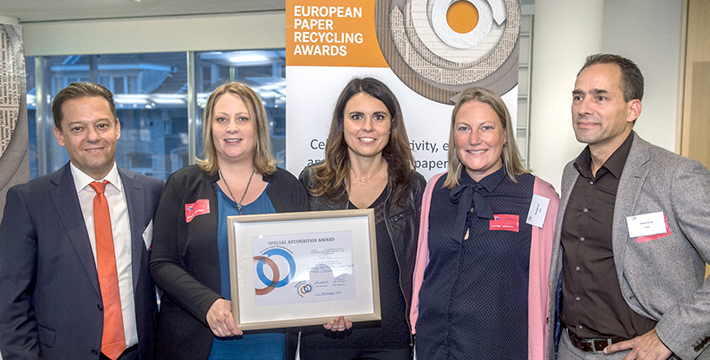 Essity received an honorary mention at the European Paper Recycling Awards held by the European Parliament for its work on Tork PaperCircle™ (photo)