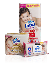 Lotus Baby Touch-blöjor och våtservetter i Frankrike (foto)